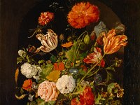 GG 441  GG 441, Abraham Mignon (1640-1679), Blumenstrauss mit Distelblättern, Leinwand, 98 x 80 cm : Blumen